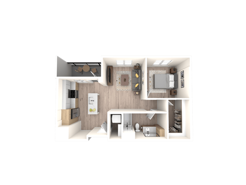 3D Floor Plan Image of 1E Option 2
